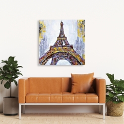 Toile 36 x 36 - Tour eiffel abstraite avec éclats de peinture