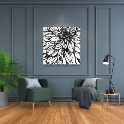 Canvas 36 x 36 - Dahlia flower outline style