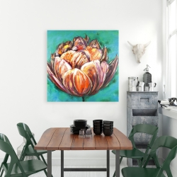 Canvas 36 x 36 - Abstract double tulips flower