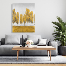Canvas 36 x 48 - Seven abstract yellow trees