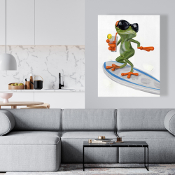 Canvas 36 x 48 - Funny frog surfing