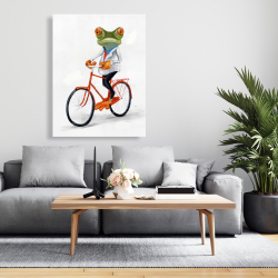 Canvas 36 x 48 - Funny frog riding a bike