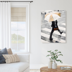 Toile 36 x 48 - Homme marchant avec son parapluie