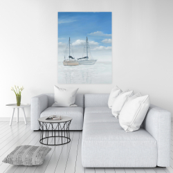 Canvas 36 x 48 - Two sailboats on the quiet lake