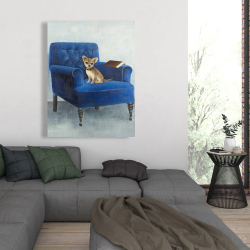 Canvas 36 x 48 - Chihuahua on a blue armchair