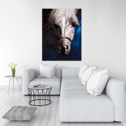 Canvas 36 x 48 - White horse on blue background