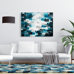 Canvas 36 x 48 - Turquoise and gray squares