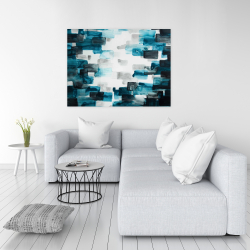 Canvas 36 x 48 - Turquoise and gray squares