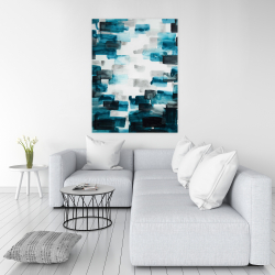 Canvas 36 x 48 - Turquoise and gray squares