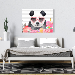 Toile 36 x 48 - Panda à lunette en forme de coeur