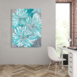 Canvas 36 x 48 - Three little abstract blue flowers