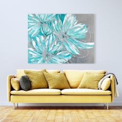 Canvas 36 x 48 - Three little abstract blue flowers