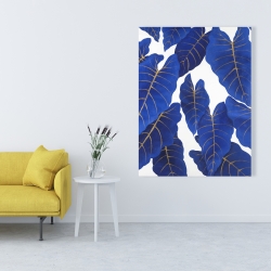 Canvas 36 x 48 - Tropical abstract blue leaves