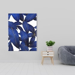 Canvas 36 x 48 - Abstract modern blue leaves