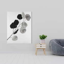 Canvas 36 x 48 - Grayscale branch with round shape leaves