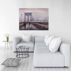 Canvas 36 x 48 - Brooklyn bridge with passersby