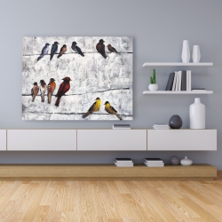 Canvas 36 x 48 - Colorful birds on branches