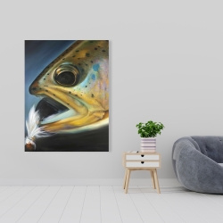 Canvas 36 x 48 - Golden trout with fly fishing flie
