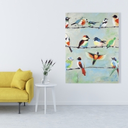 Canvas 36 x 48 - Small abstract colorful birds