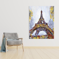 Toile 36 x 48 - Tour eiffel abstraite avec éclats de peinture