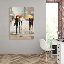 Canvas 36 x 48 - Abstract passersby with umbrellas