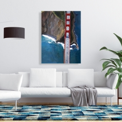 Canvas 36 x 48 - Overhead view of the golden gate and mountains