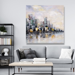 Toile 48 x 48 - Paysage urbain abstrait le matin