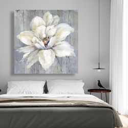 Canvas 48 x 48 - White flower on wood