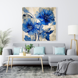 Toile 48 x 48 - Fleurs bleues