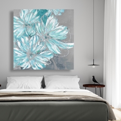 Canvas 48 x 48 - Three little abstract blue flowers