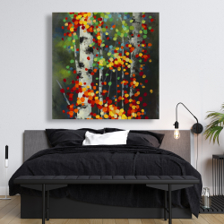Canvas 48 x 48 - Colorful dotted leaves birches