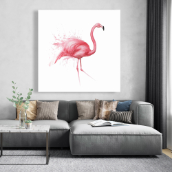 Canvas 48 x 48 - Pink flamingo watercolor
