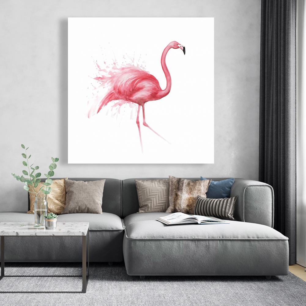 Pink flamingo watercolor