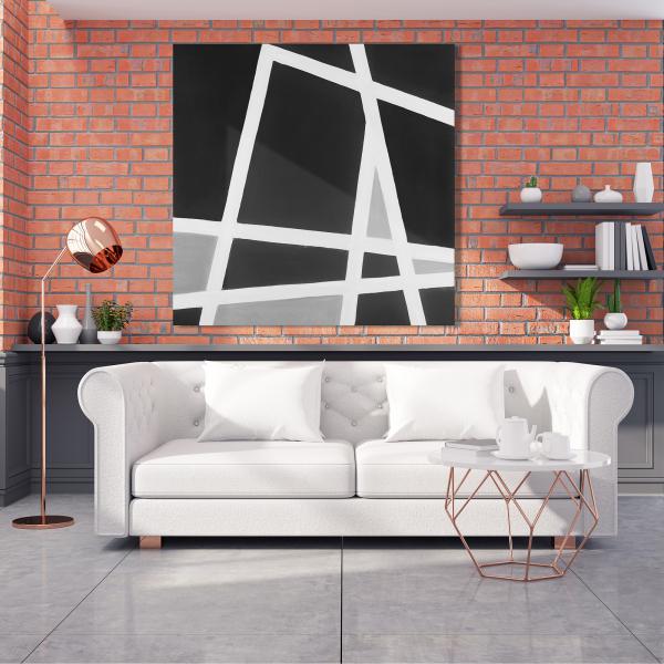 Canvas 48 x 48 - Black and white abstract lines