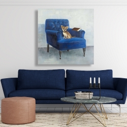 Canvas 48 x 48 - Chihuahua on a blue armchair