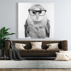 Canvas 48 x 48 - Realistic barn owl with glasses