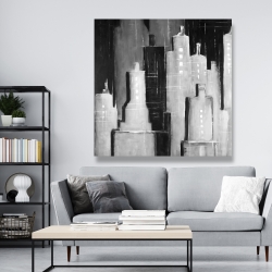 Canvas 48 x 48 - Abstract black and white cityscape