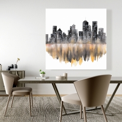 Canvas 48 x 48 - Yellow watercolor cityscape