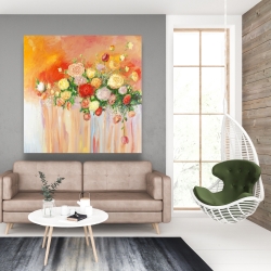 Canvas 48 x 48 - Bouquet of multicolor abstract flowers