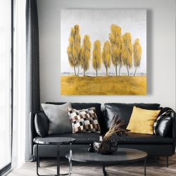 Canvas 48 x 48 - Seven abstract yellow trees