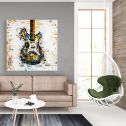 Toile 48 x 48 - Guitare colorée abstraite