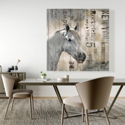 Toile 48 x 48 - Cheval blanc rustique