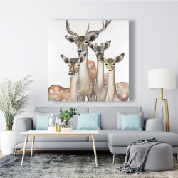 Canvas 48 x 48 - Group of abstract deers