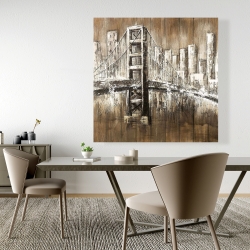 Toile 48 x 48 - Golden gate avec fini vieillot