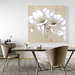 Toile 48 x 48 - Fleurs sauvages blanches et abstraites