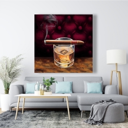 Toile 48 x 48 - Scotch sur la glace avec cigare