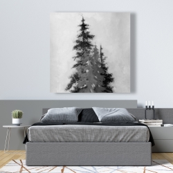 Toile 48 x 48 - Silhouettes d'arbres noirs et gris