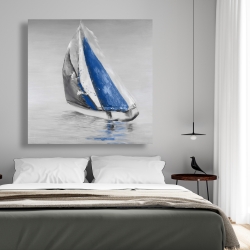 Canvas 48 x 48 - Gray and blue boat sailing