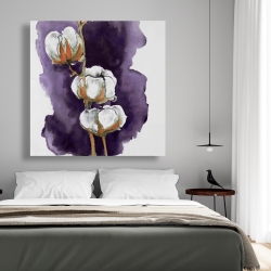 Canvas 48 x 48 - Watercolor purple cotton flowers