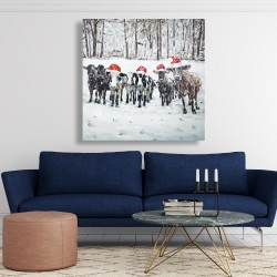 Toile 48 x 48 - Vaches curieuses de noël